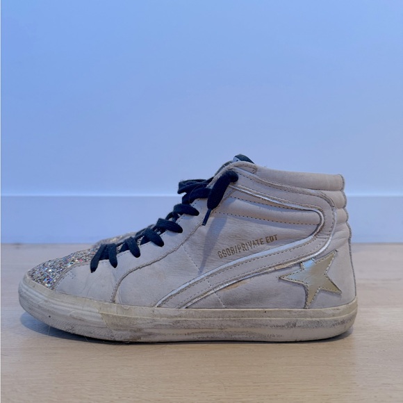 Golden Goose Slide Sneakers Cream / Multi Glitter Size 40 - Pre Owned - Picture 10 of 17